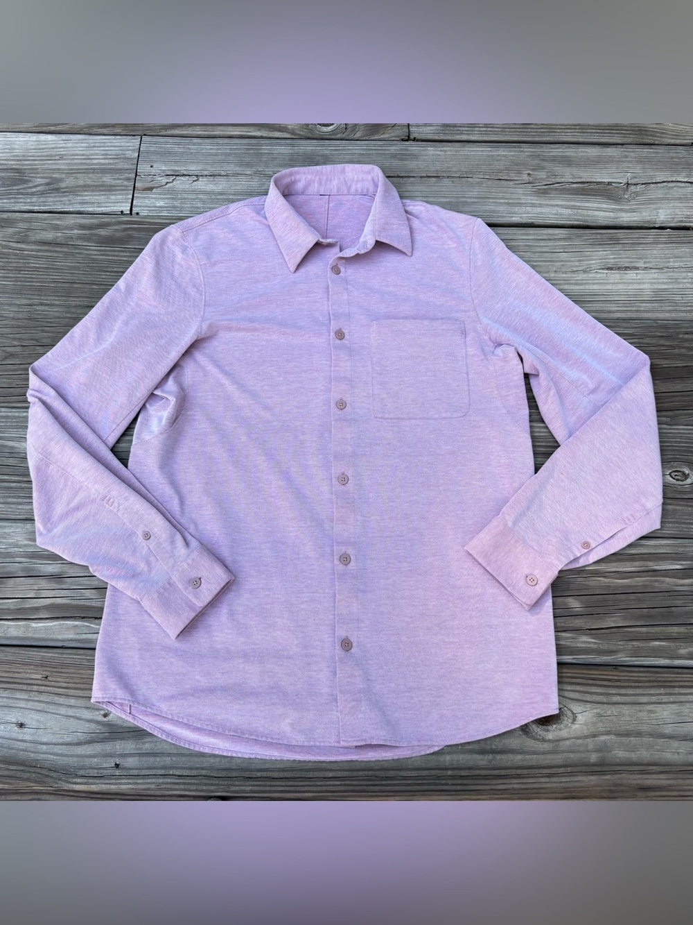 Lululemon Commission Shirt Mens Med/Large Slim Rose Pink Button Up No Size Tag